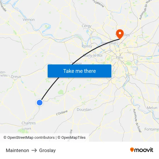 Maintenon to Groslay map