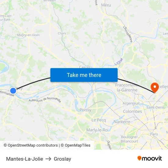 Mantes-La-Jolie to Groslay map