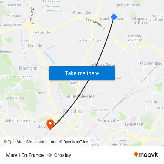 Mareil-En-France to Groslay map