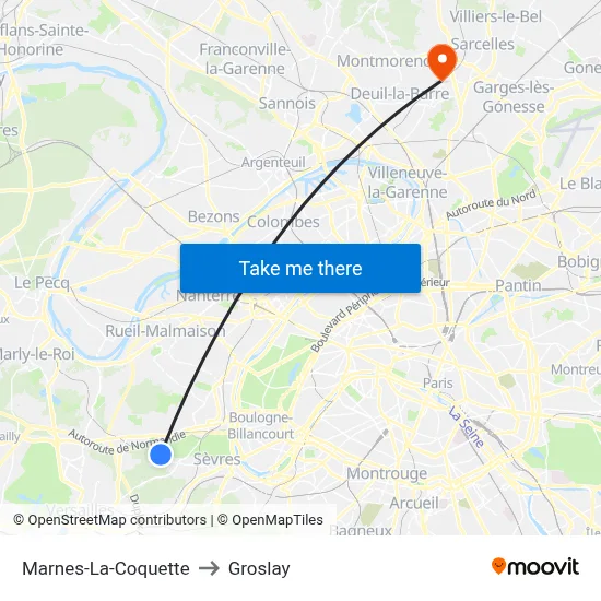Marnes-La-Coquette to Groslay map
