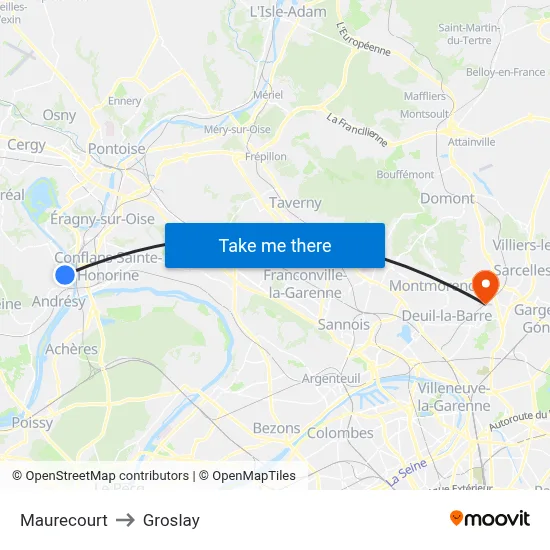 Maurecourt to Groslay map
