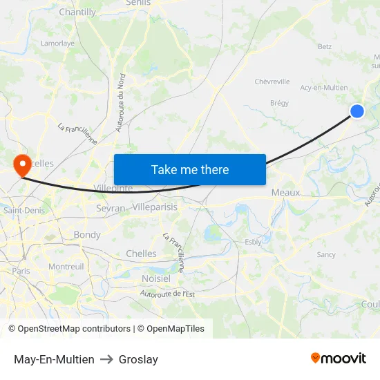 May-En-Multien to Groslay map