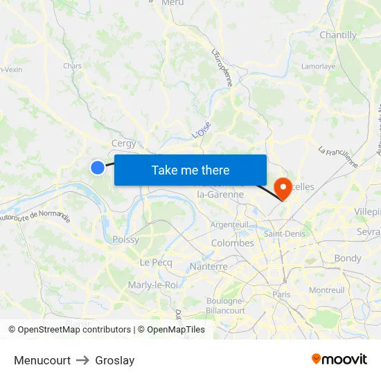 Menucourt to Groslay map