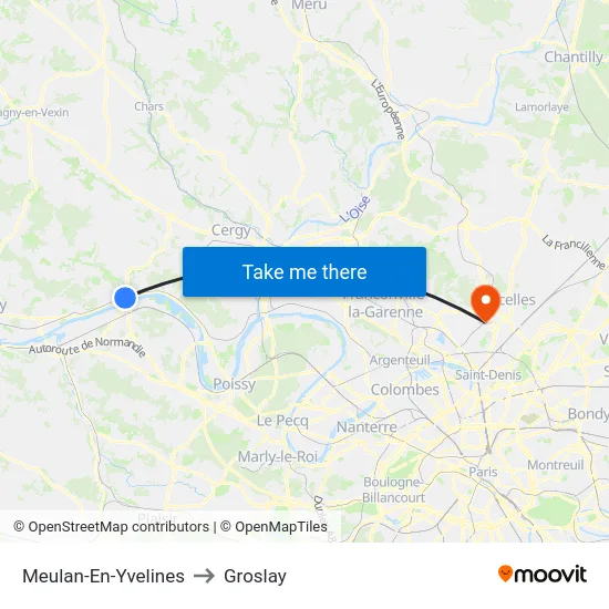Meulan-En-Yvelines to Groslay map