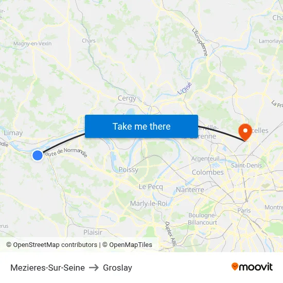 Mezieres-Sur-Seine to Groslay map