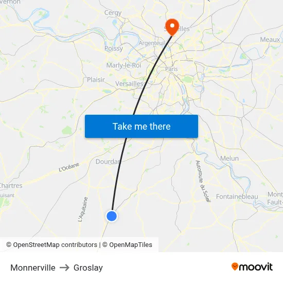 Monnerville to Groslay map