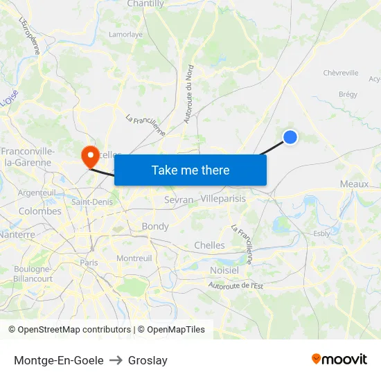 Montge-En-Goele to Groslay map