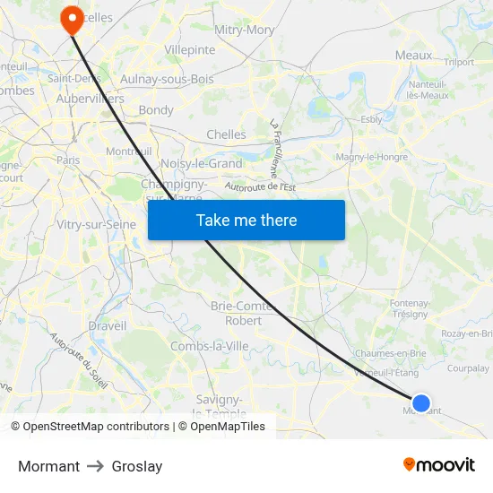 Mormant to Groslay map