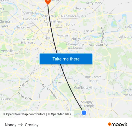 Nandy to Groslay map