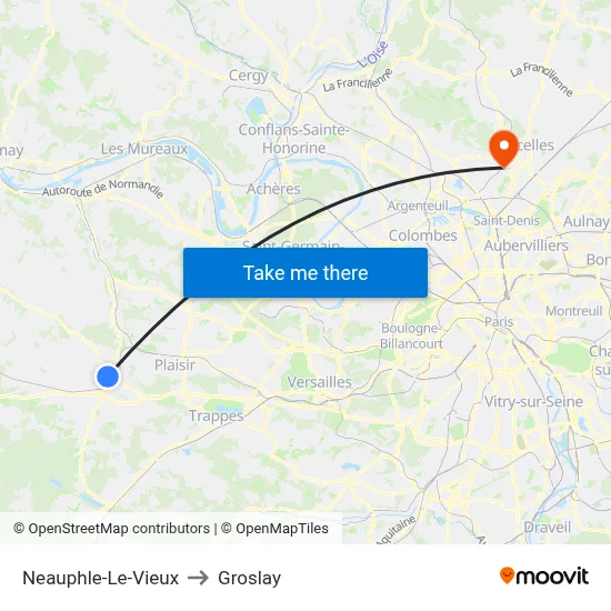 Neauphle-Le-Vieux to Groslay map
