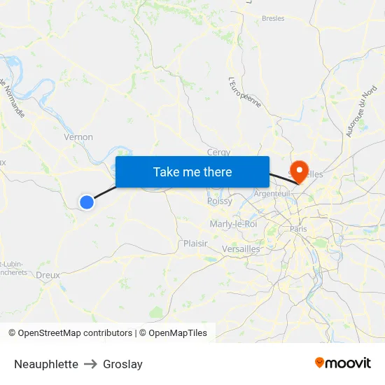 Neauphlette to Groslay map