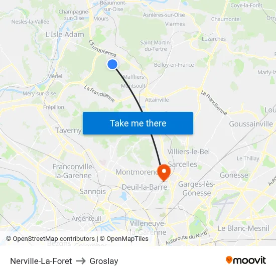 Nerville-La-Foret to Groslay map