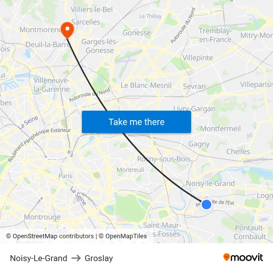Noisy-Le-Grand to Groslay map