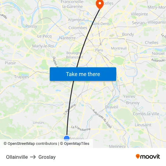 Ollainville to Groslay map