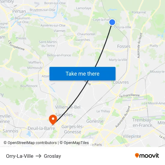 Orry-La-Ville to Groslay map