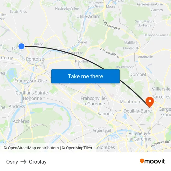 Osny to Groslay map