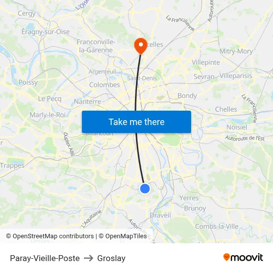 Paray-Vieille-Poste to Groslay map