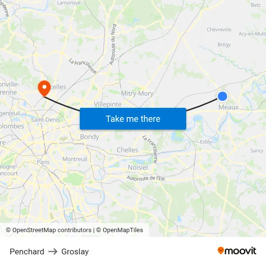 Penchard to Groslay map