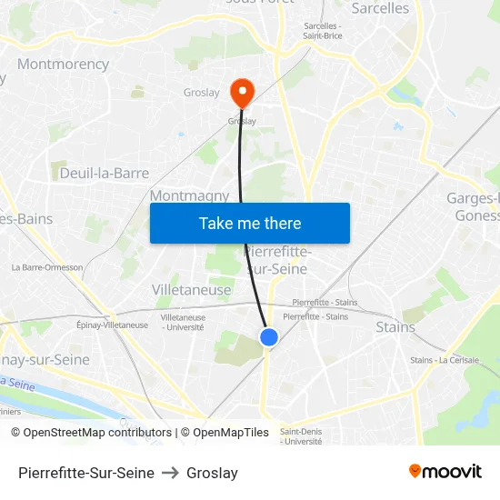 Pierrefitte-Sur-Seine to Groslay map