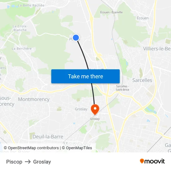 Piscop to Groslay map