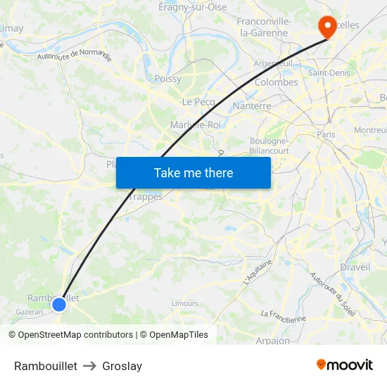 Rambouillet to Groslay map