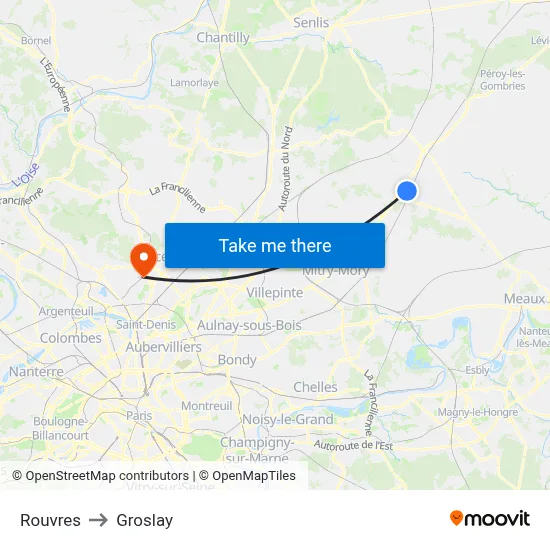 Rouvres to Groslay map