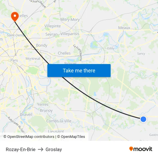 Rozay-En-Brie to Groslay map