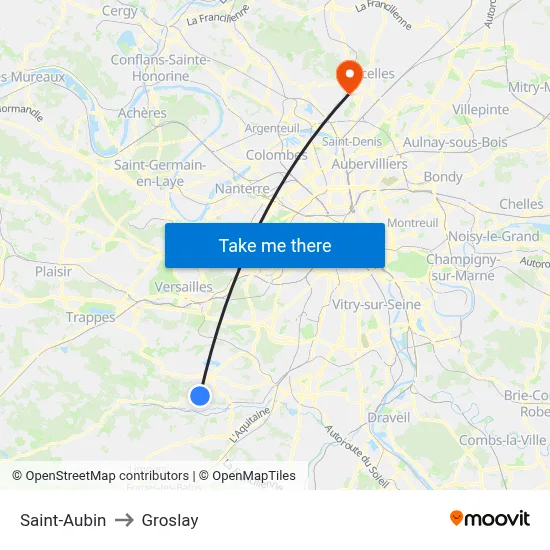 Saint-Aubin to Groslay map