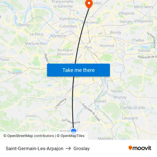 Saint-Germain-Les-Arpajon to Groslay map