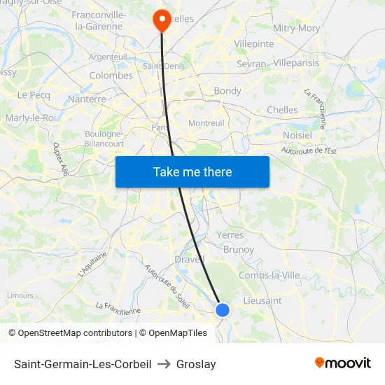 Saint-Germain-Les-Corbeil to Groslay map