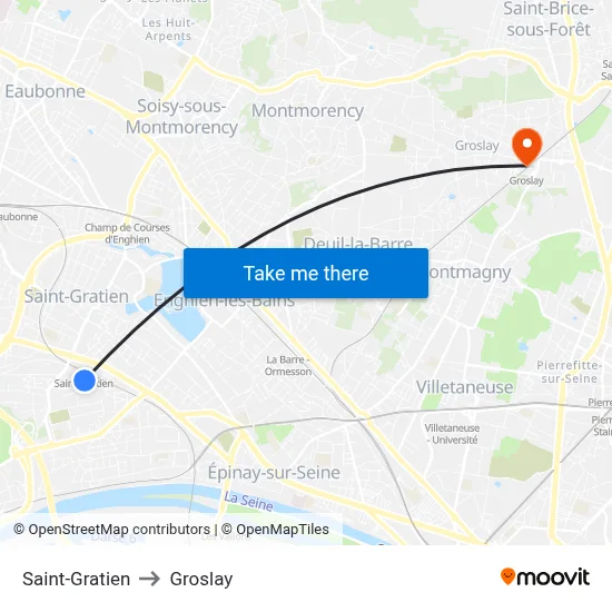 Saint-Gratien to Groslay map