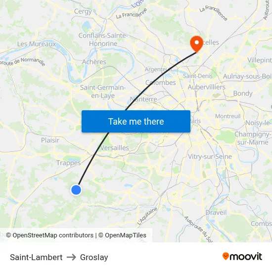 Saint-Lambert to Groslay map
