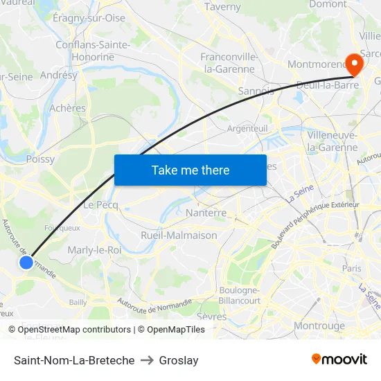 Saint-Nom-La-Breteche to Groslay map
