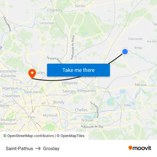 Saint-Pathus to Groslay map