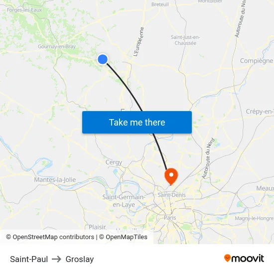 Saint-Paul to Groslay map