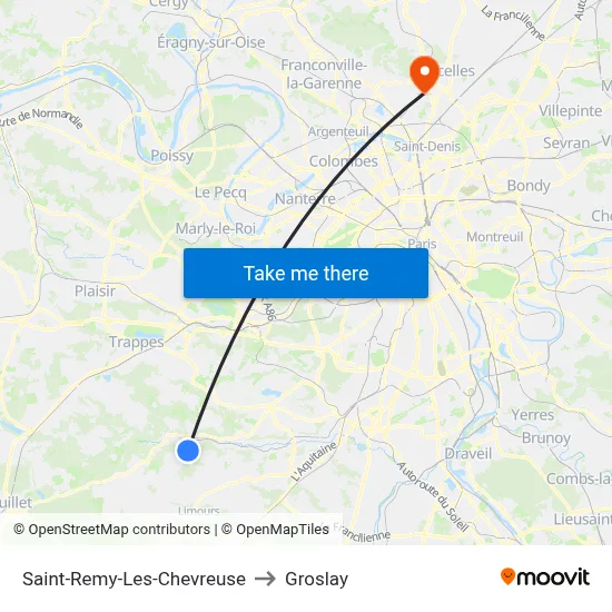 Saint-Remy-Les-Chevreuse to Groslay map
