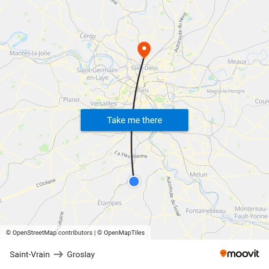 Saint-Vrain to Groslay map