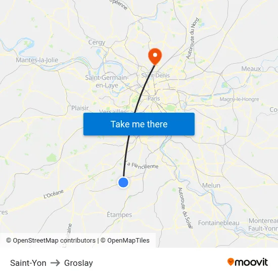 Saint-Yon to Groslay map