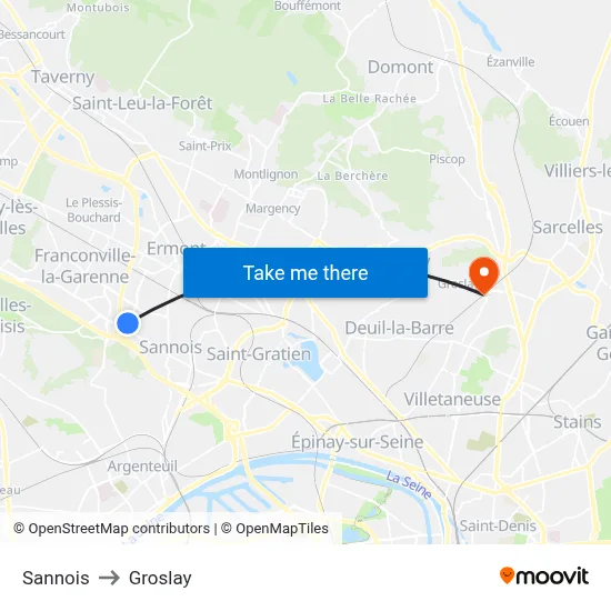 Sannois to Groslay map