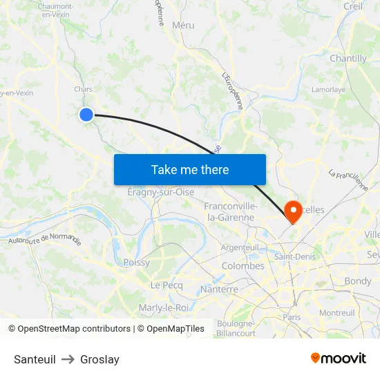 Santeuil to Groslay map