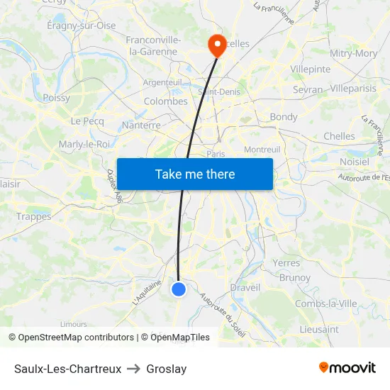Saulx-Les-Chartreux to Groslay map