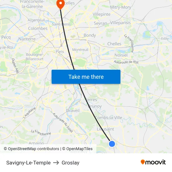 Savigny-Le-Temple to Groslay map