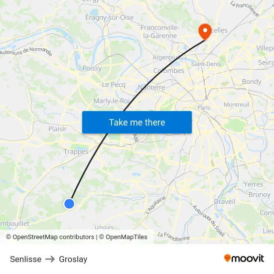 Senlisse to Groslay map