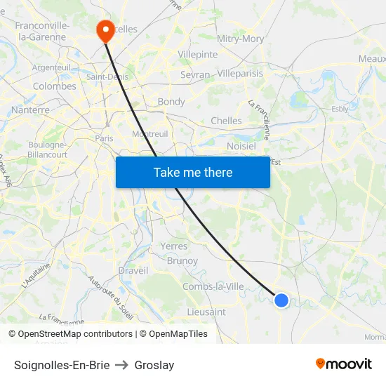 Soignolles-En-Brie to Groslay map