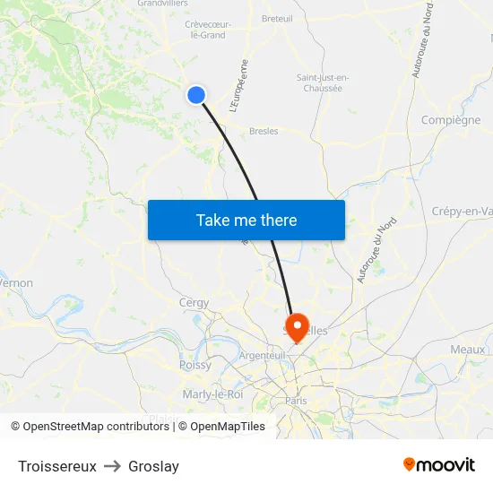 Troissereux to Groslay map