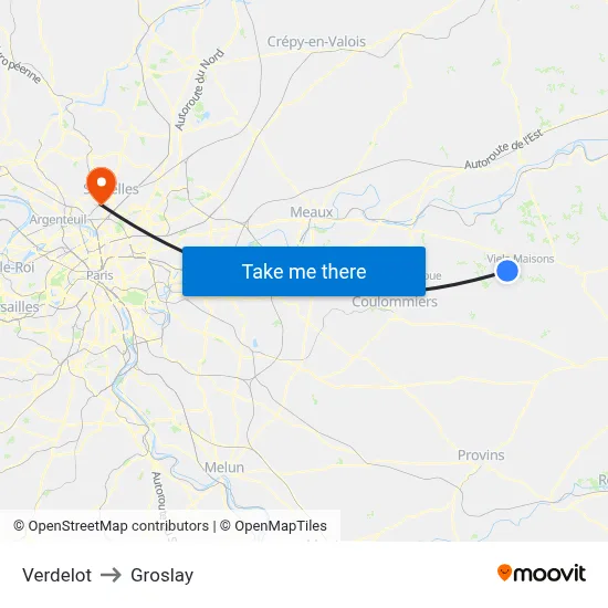 Verdelot to Groslay map
