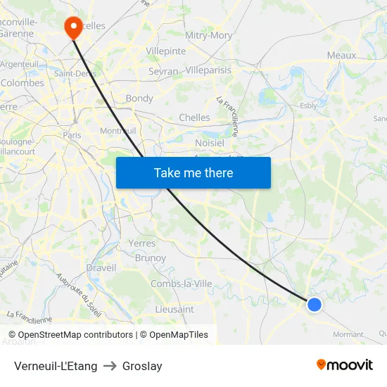 Verneuil-L'Etang to Groslay map