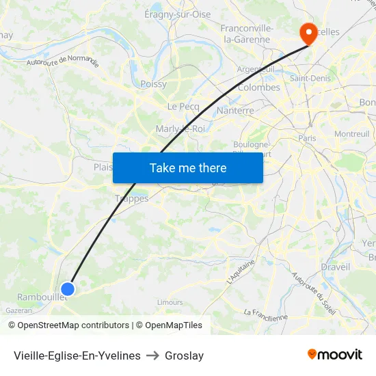 Vieille-Eglise-En-Yvelines to Groslay map