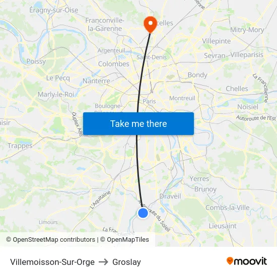 Villemoisson-Sur-Orge to Groslay map