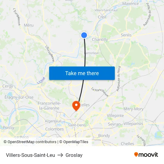 Villers-Sous-Saint-Leu to Groslay map